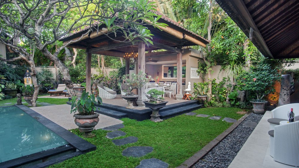 Avalon II - View across garden from guest suites